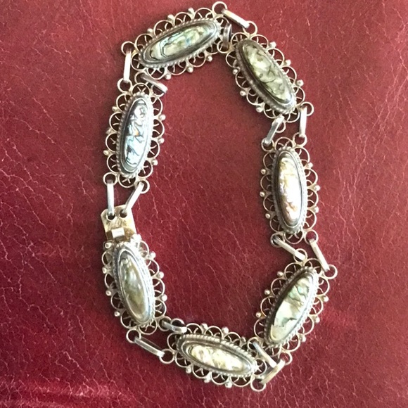 Vintage Abalone Sterling Silver Bracelet EUC - Picture 5 of 10